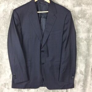 CANALI Sport Coat Windowpane Plaid Wool Blazer 2 Button Jacket 44 R Blue Italy